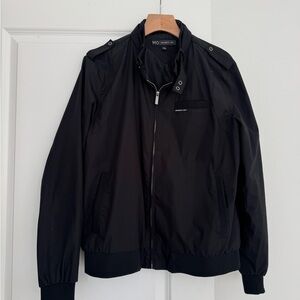 Members Only men’s black full zip racer bomber jacket coat size large